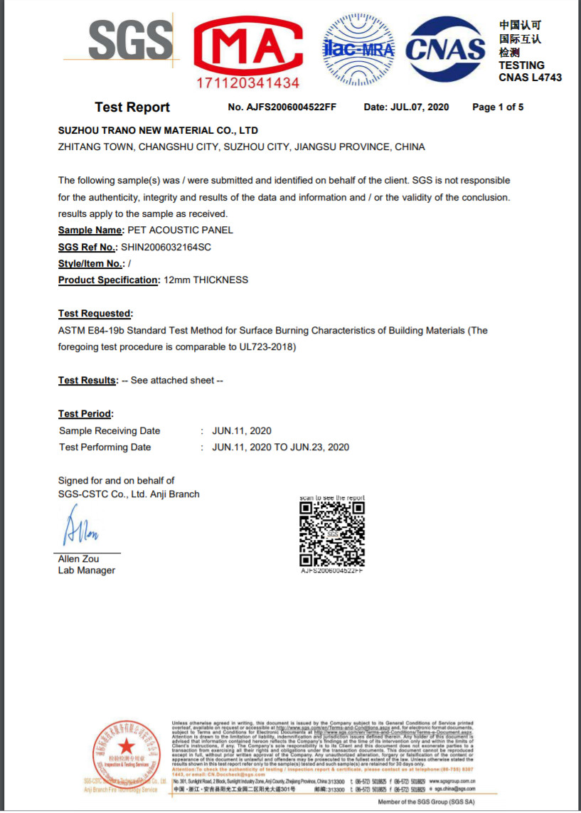 China SUZHOU TRANO NEW MATERIAL TECHNOLOGY CO.,LTD Certification